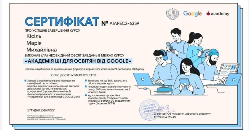 Штучний інтелект в освіті: викладачі ІТ коледжу Львівської політехніки підвищили кваліфікацію з Google